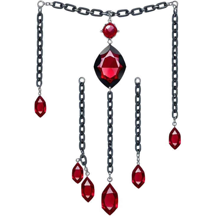 Epic Hanging suncatcher, chains with shiny sparkly with ruby-gemstones and obsidian-gemstones,  emoji