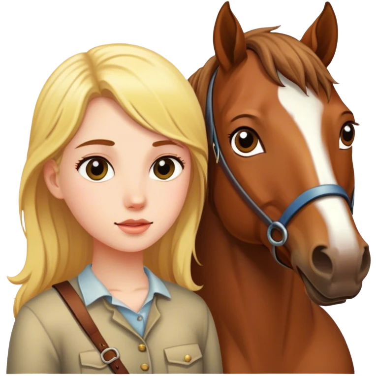 girl with horse in nature emoji