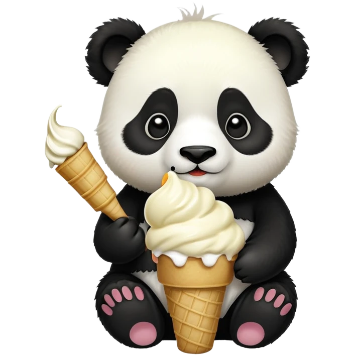 Panda eating ice cream emoji