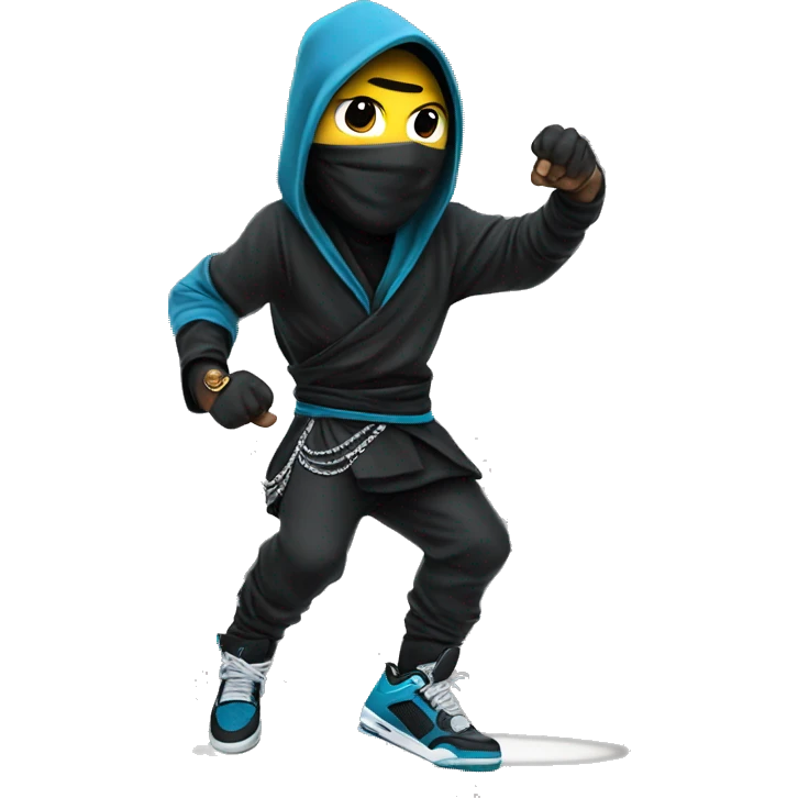 Ninja with diamond chain and jordan 4’s shoes emoji