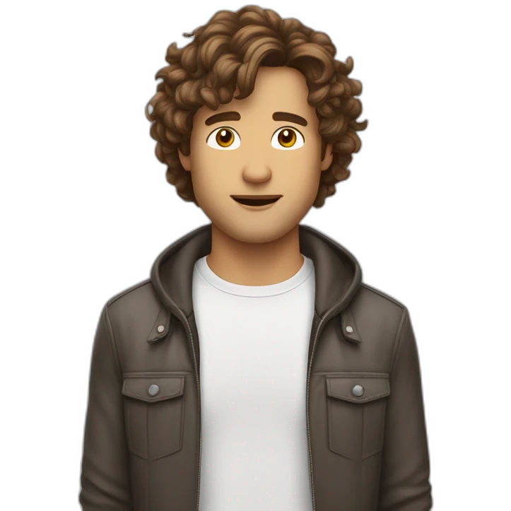 homme blanc avec des cheveux bruns mi-long qui écoute de la musique 🎧  emoji