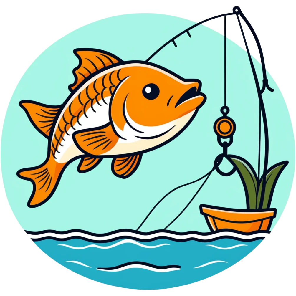 a fish fishing for a man emoji