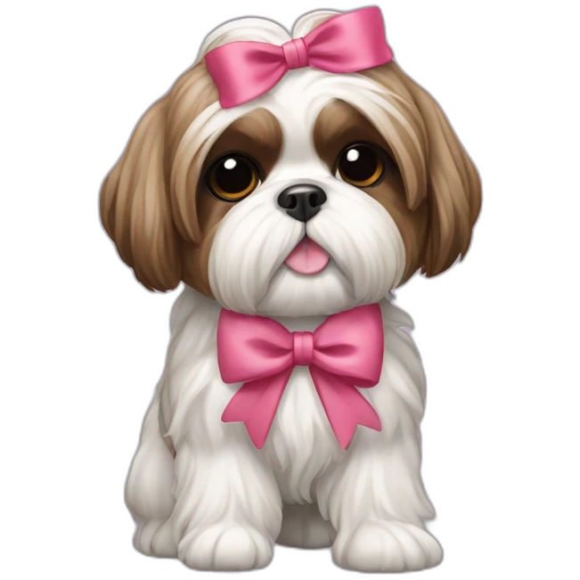 Dog Shih Tzu with a bow on his head full-body emoji