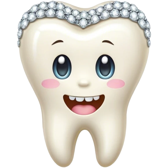 Kawaii Tooth with diamonds emoji