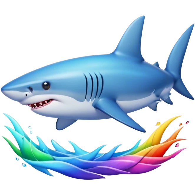 Shark swimming in rainbow ocean emoji