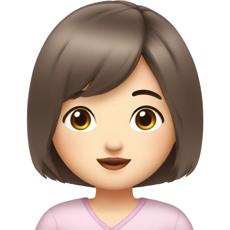 girl short bob cut chubby cheeks asian emoji