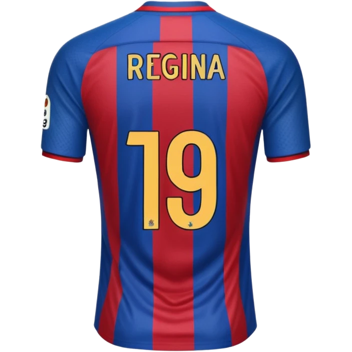 buat costum hanya pakaian dan dari belakang barcelona nama punggung regina dan nomor punggung 19 emoji