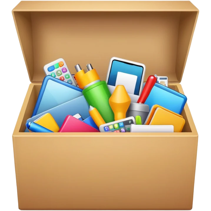Box full of desktop objects  emoji