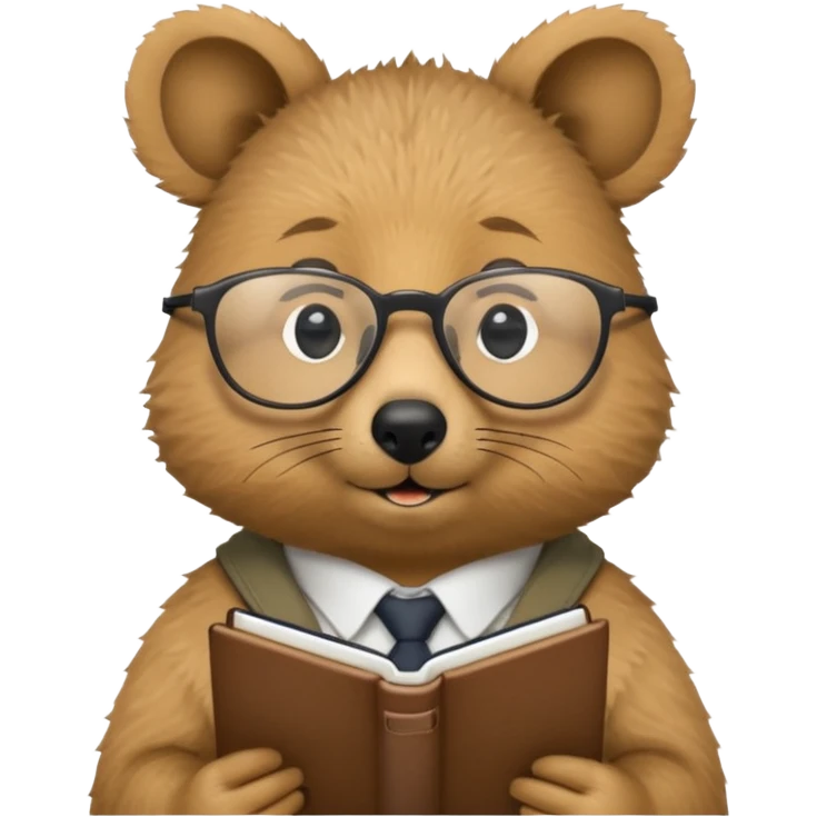 work with notebook quokka wearing glasses emoji