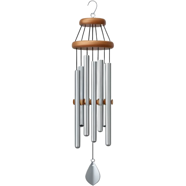 metal wind chime hanging with small tubes, emoji