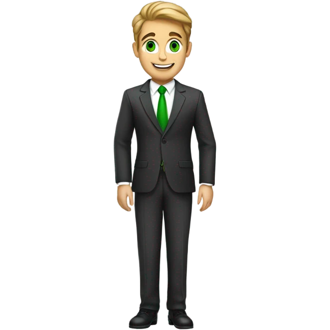 full body Happy green eyed handsome man in suit  emoji