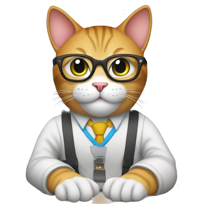 nerd cat near pc  emoji