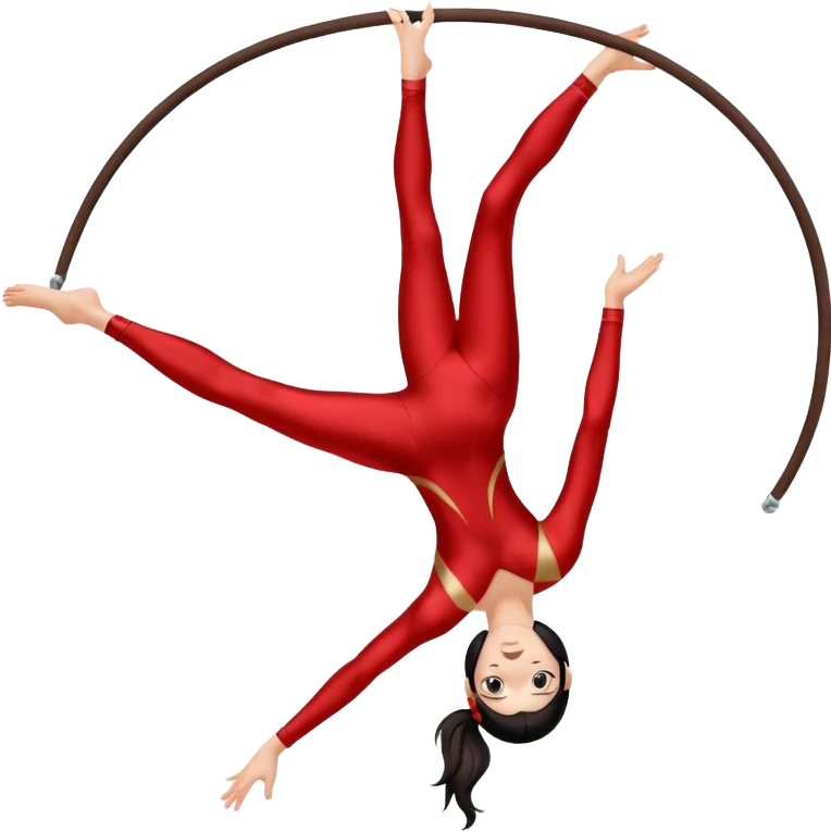 Acrobacias aereas en tela mujer blanca con pelo marrón o negro  emoji