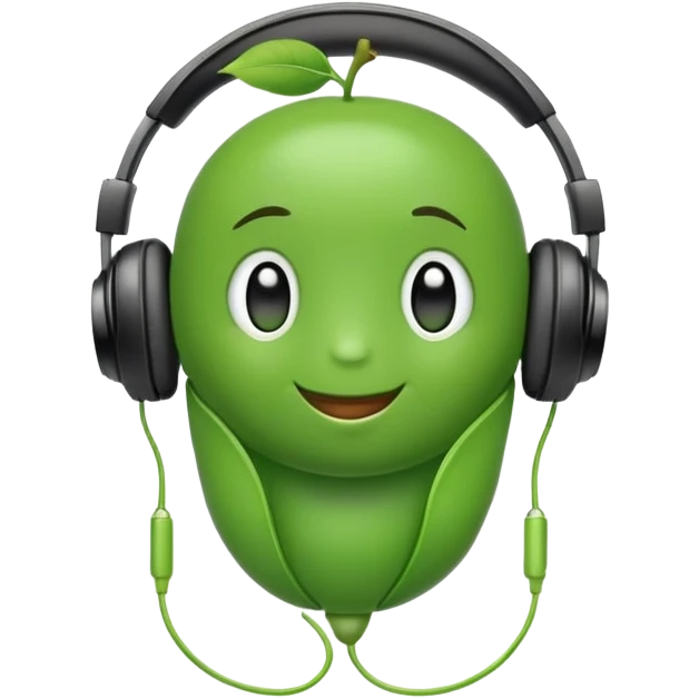 green pea wearing headphones emoji