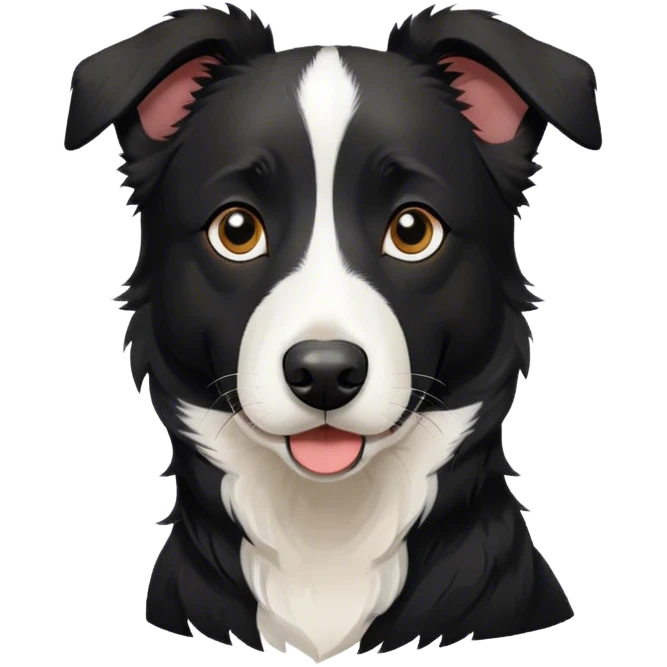 Short haired black border collie mix all black with white on nose emoji