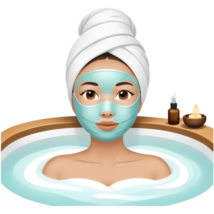 Lady with face mask spa beauty full face relaxing emoji