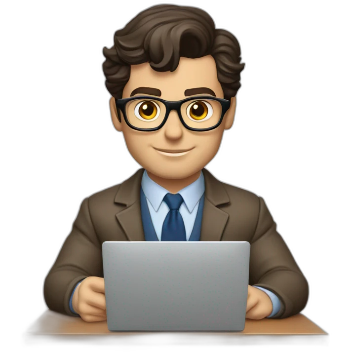 henry cavill clark kent using a laptop front view emoji