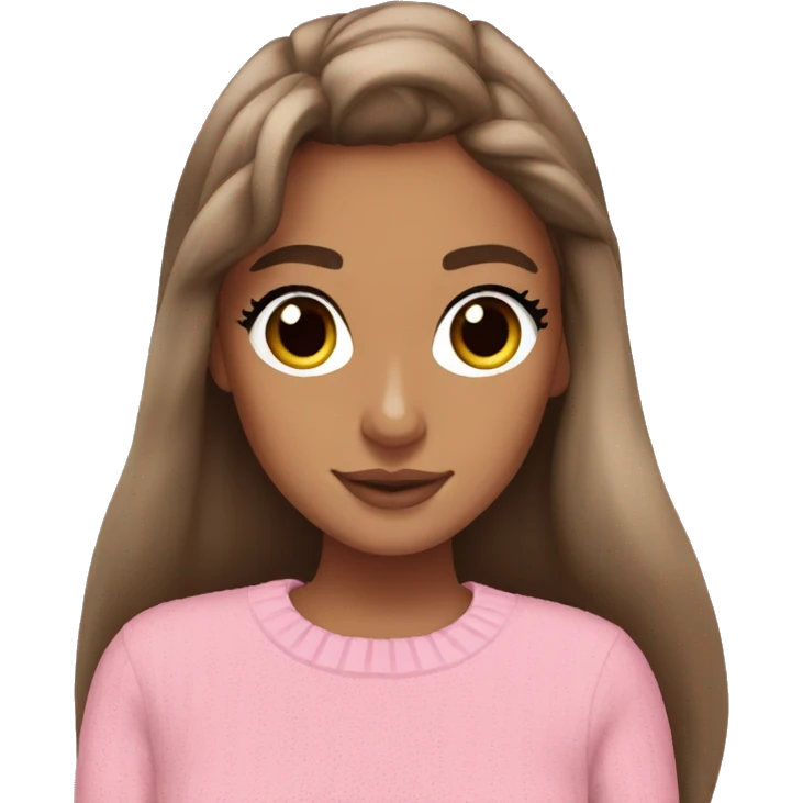Ariana Grande brown hair in pink jumper  emoji