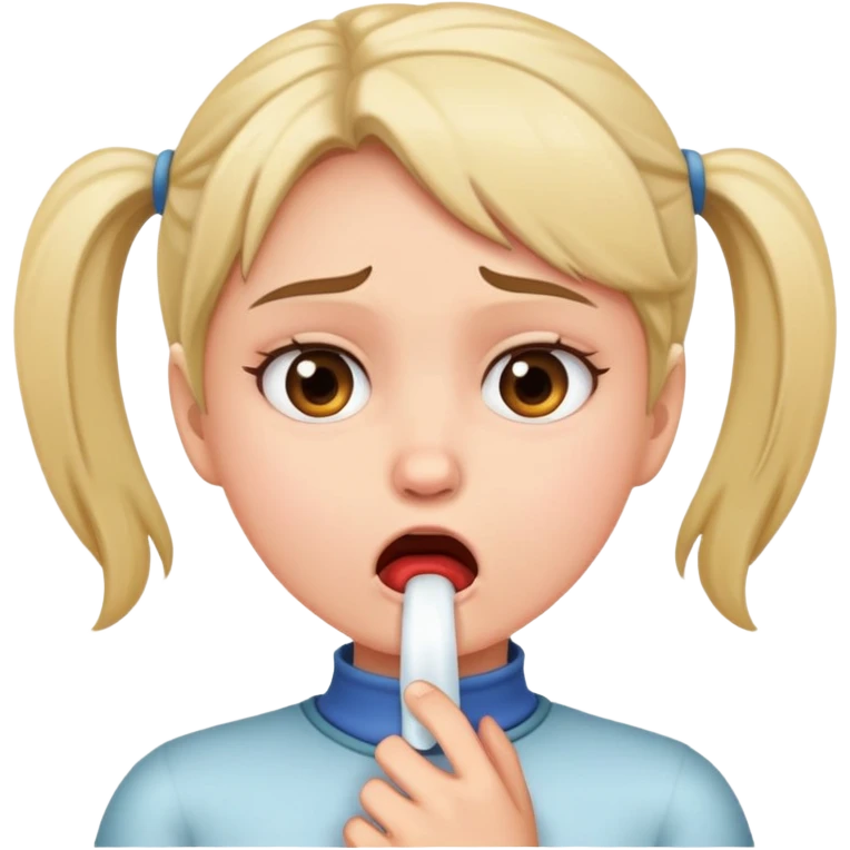 Girl holding throat annoyed emoji