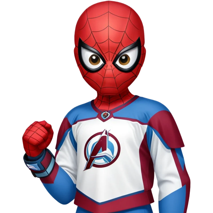 Spider-Man in the Colorado Avalanche hockey uniform emoji