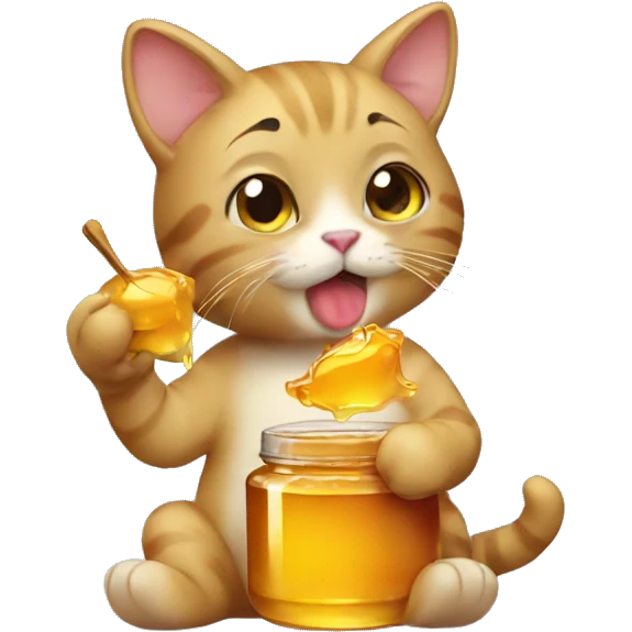 a cute cat eating honey emoji