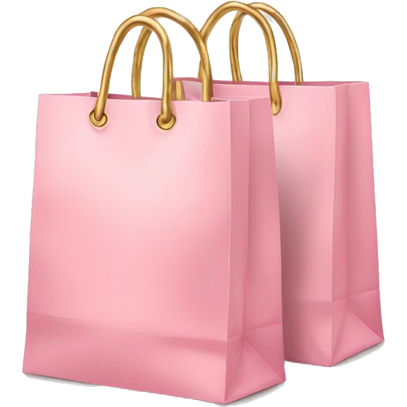 Two Soft pink shopping bags with gold handles emoji