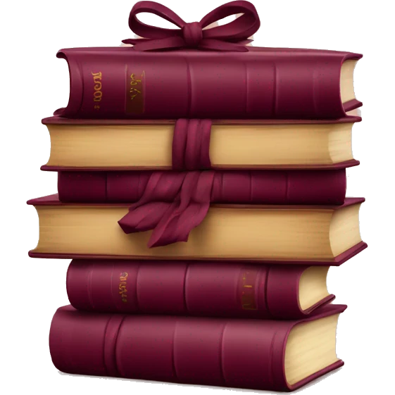 burgundy books stacked up and tied together by a burgundy bow emoji