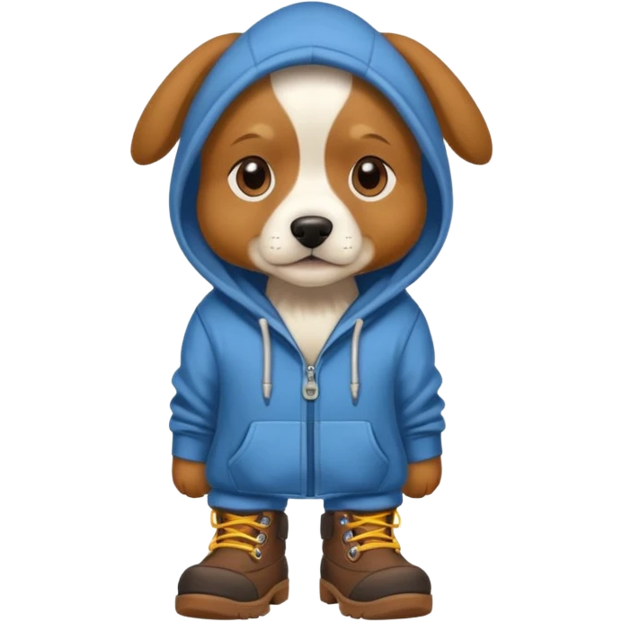 Dog with hoodie and some good boots emoji