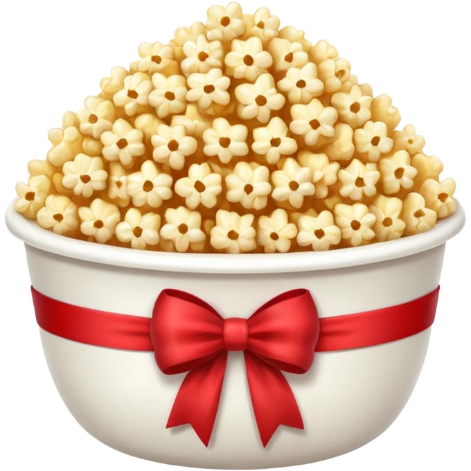 popcorn in white bowl with bow emoji