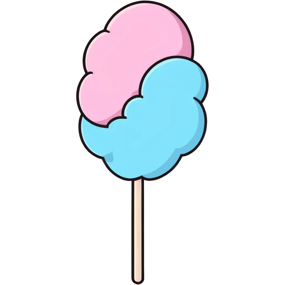 cotton candy, cartoonish, cute emoji