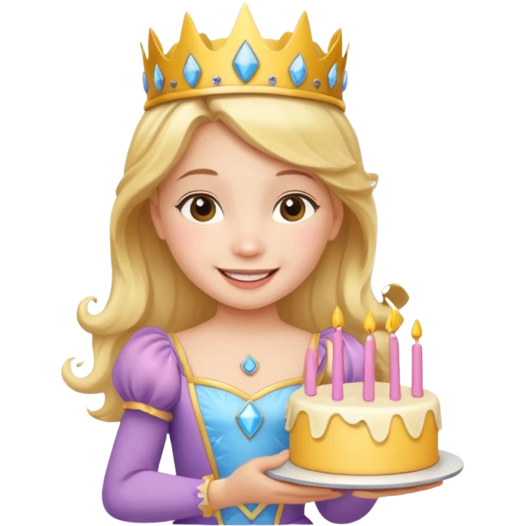 Child girl in princess costume and cake  emoji