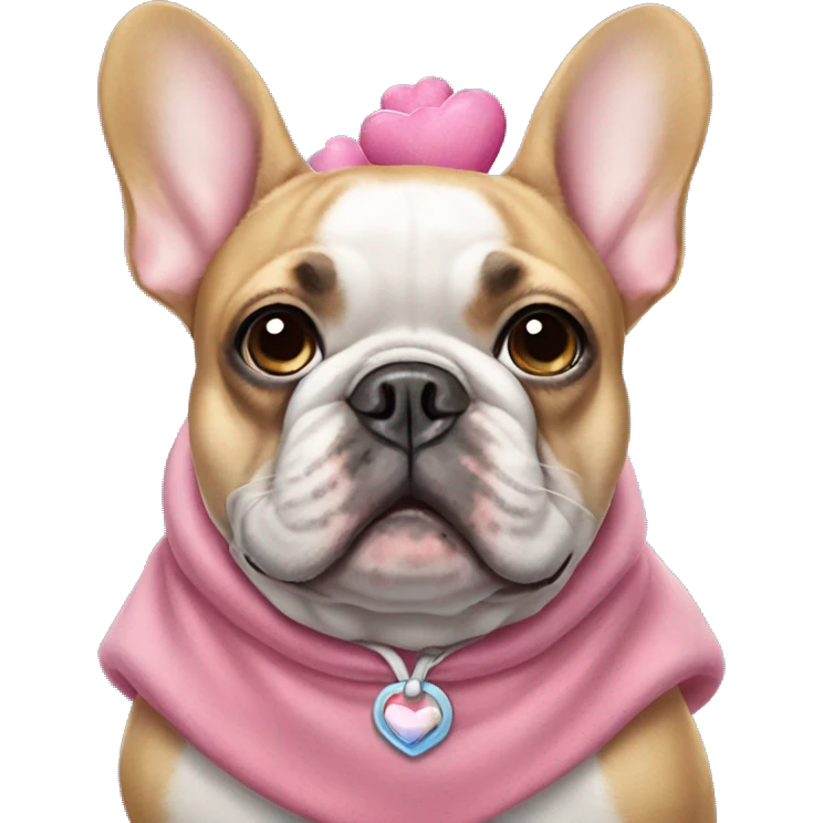 French bulldog wearing care bear costume  emoji