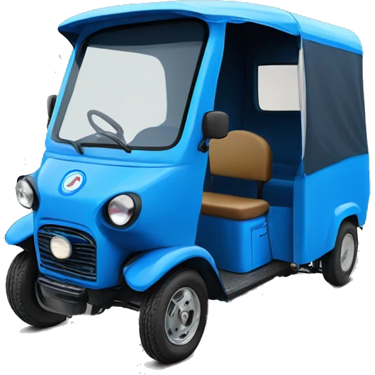 Reverse 3 wheeler tuk tuk blue  emoji