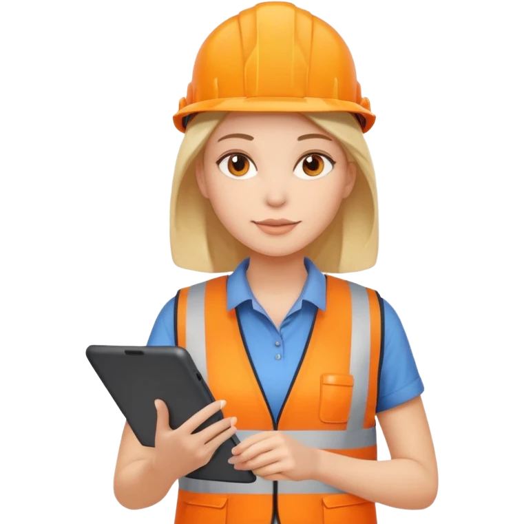 worker woman wearing orange west holding a tablet emoji