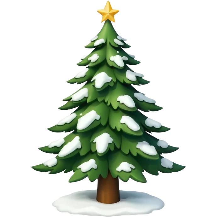 Christmas tree with white lights in nature and snow on top emoji