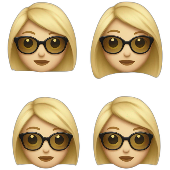 Mujer pelo corto rubia con gafas emoji