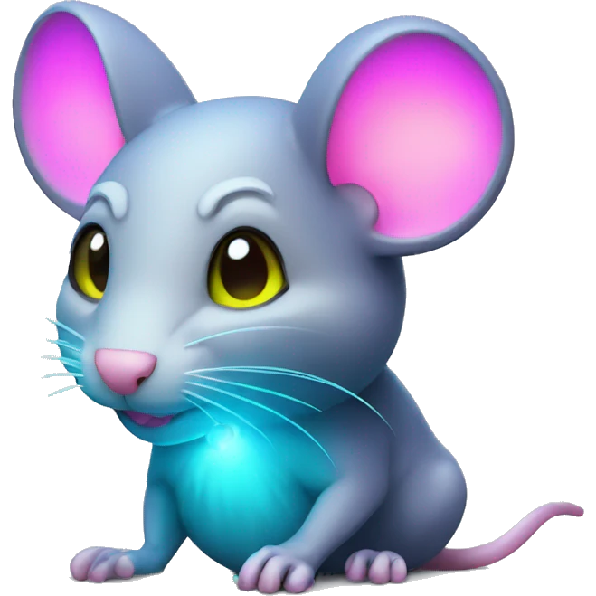 rat with glowing neon emoji