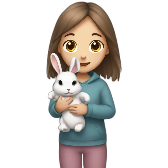 girl and small rabbit in her hands emoji