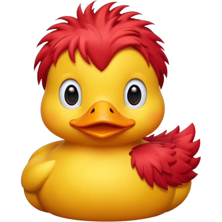 A yellow duck with red hair. emoji