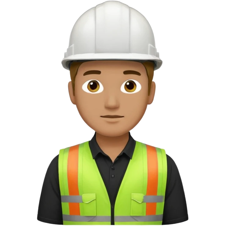 Hombre ingeniero casco blanco y chaleco verde camisa negro emoji