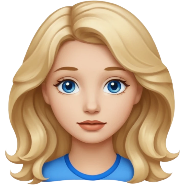 blondynka srednio krecone wlosy i niebieskie oczy obrysowane usta na jasny braz mloda emoji