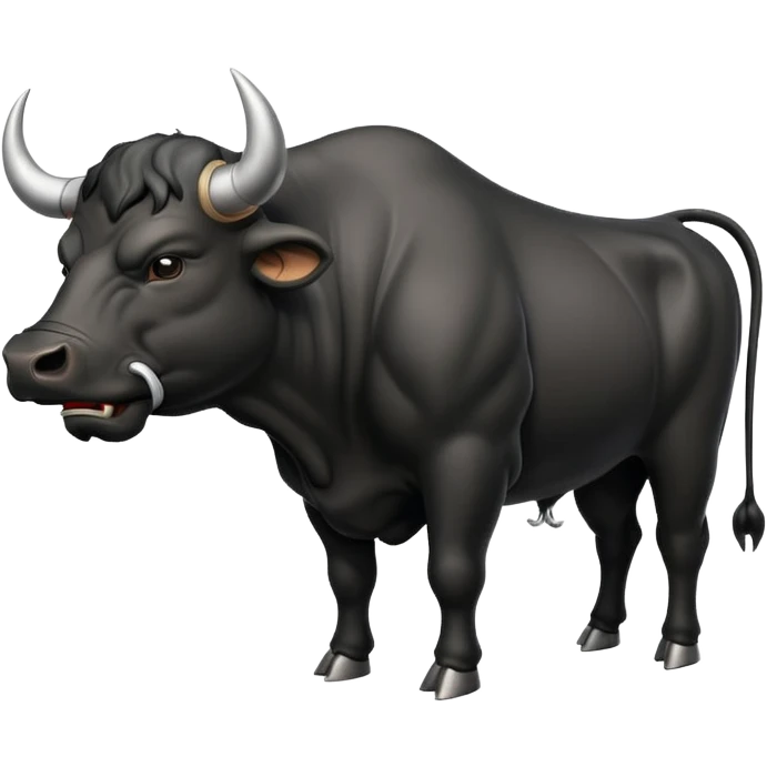 angry leaping black bull side view with steam from nostrils emoji