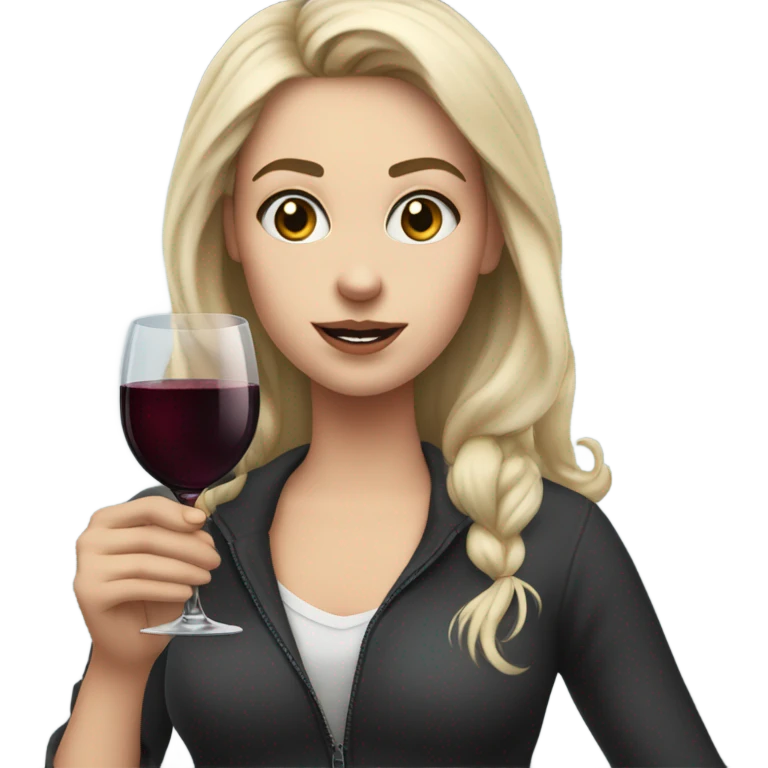White Girl with runny mascara and a wine glass emoji