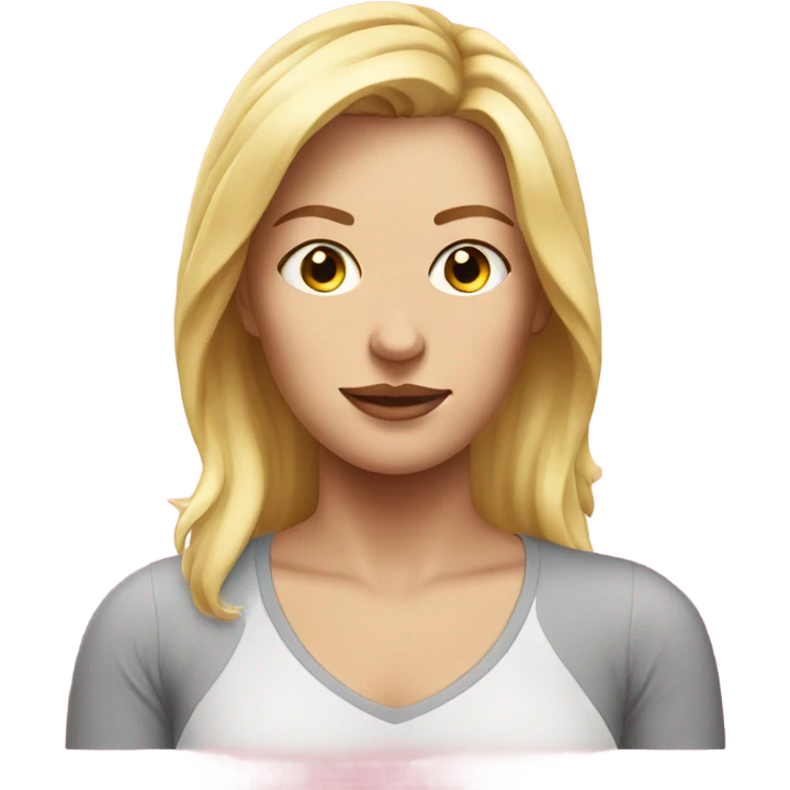 blonde woman with sweat on her face ,pink realistic emoji