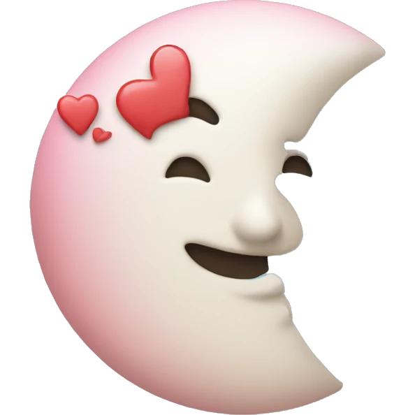 Half moon with hearts emoji