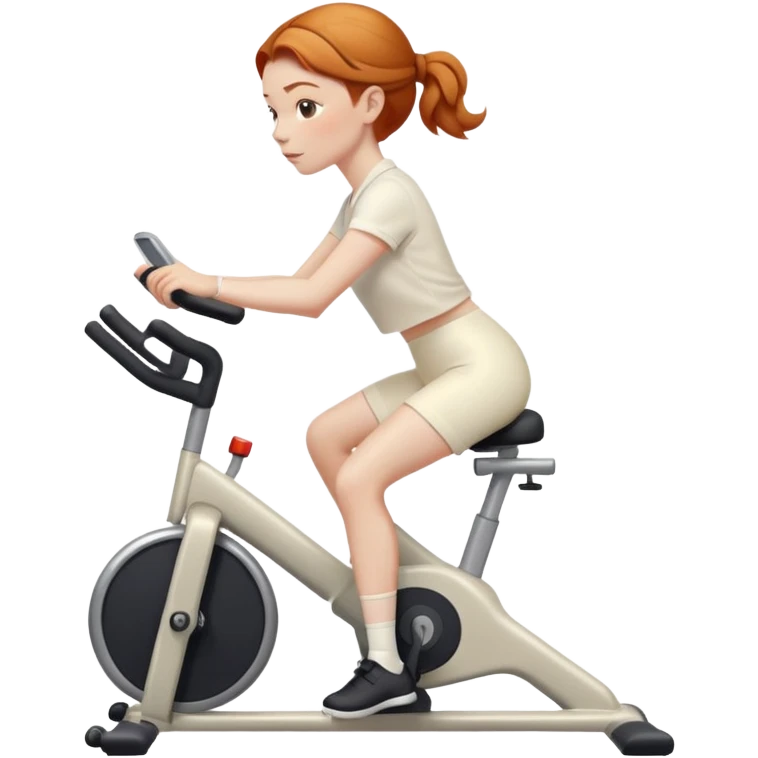 Ginger girl chignon riding stationary bike cream outfit emoji