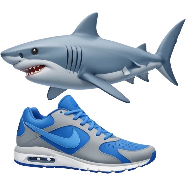 Shark with blue nike shoes on his legs emoji