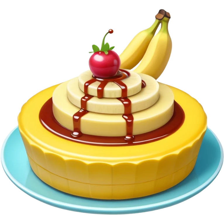 tart with sweet sous and fruit with banana  food in 3d style no faces emoji