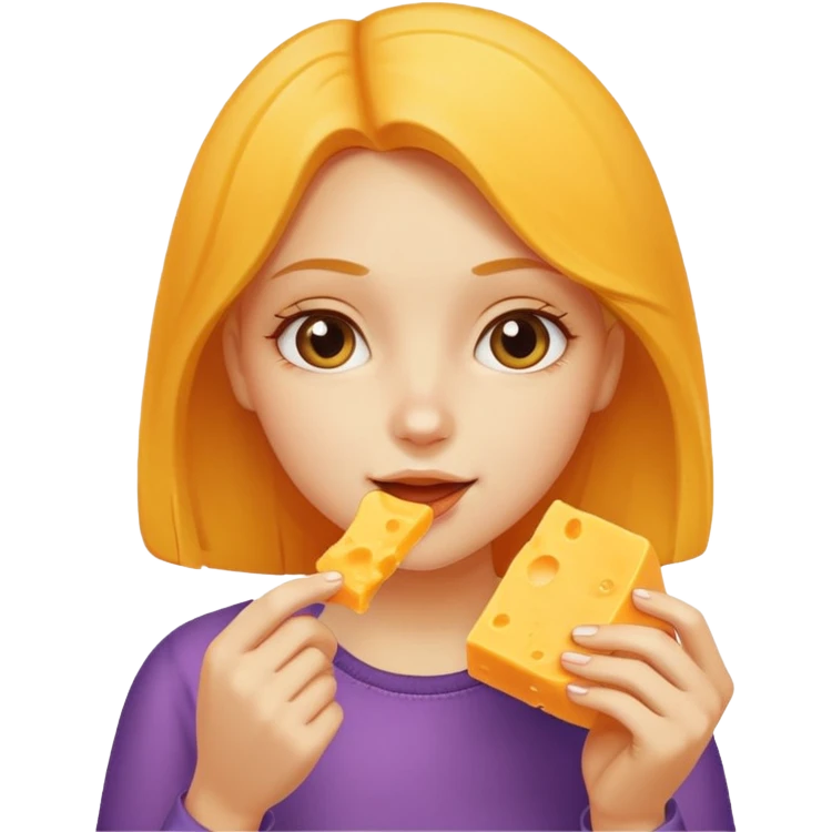 A girl eating cheese emoji