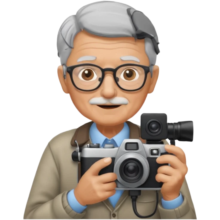 cameraman hold a camera, elderly emoji